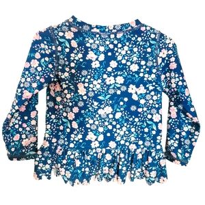 RuffleButts Moonlit Meadow Long Sleeve Swim Rash Guard Top | 2T